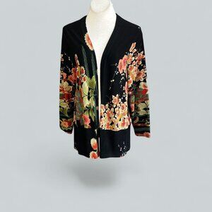 Amanda Cardigan Sweater Asian Garden Jersey Knit Open Drape Size XL